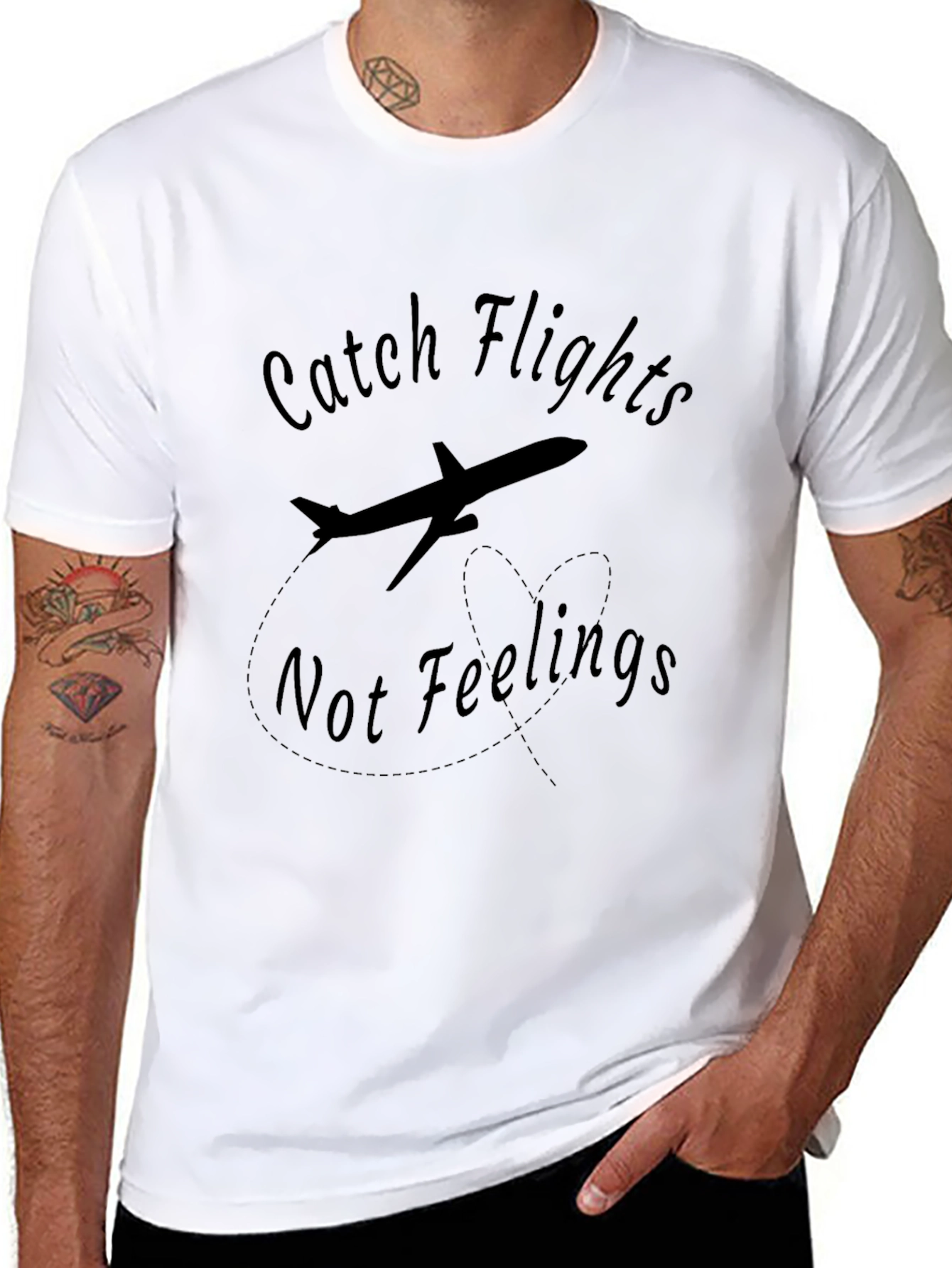 Catch Flights Not Feelings Black Tee
