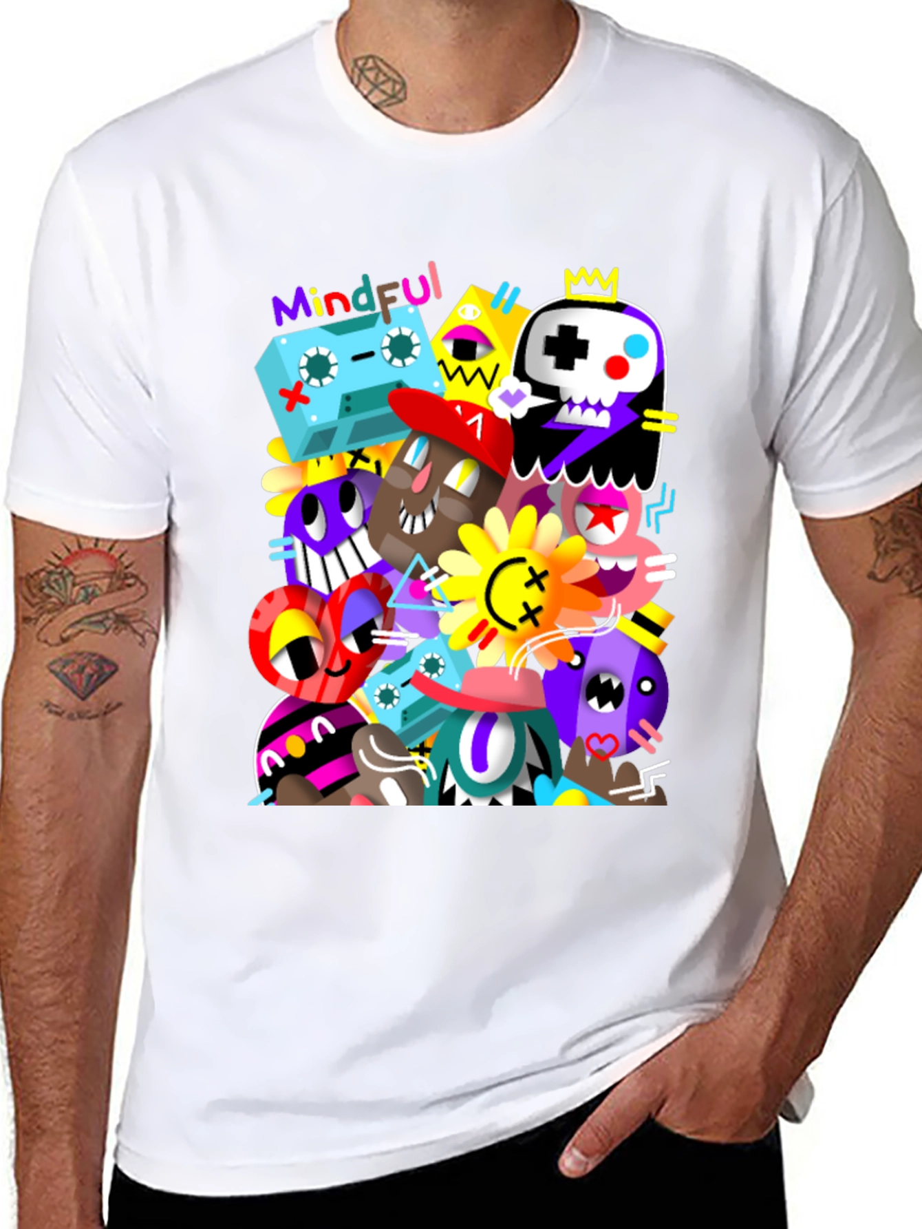 Mindful Doodle Art Black Graphic Tee