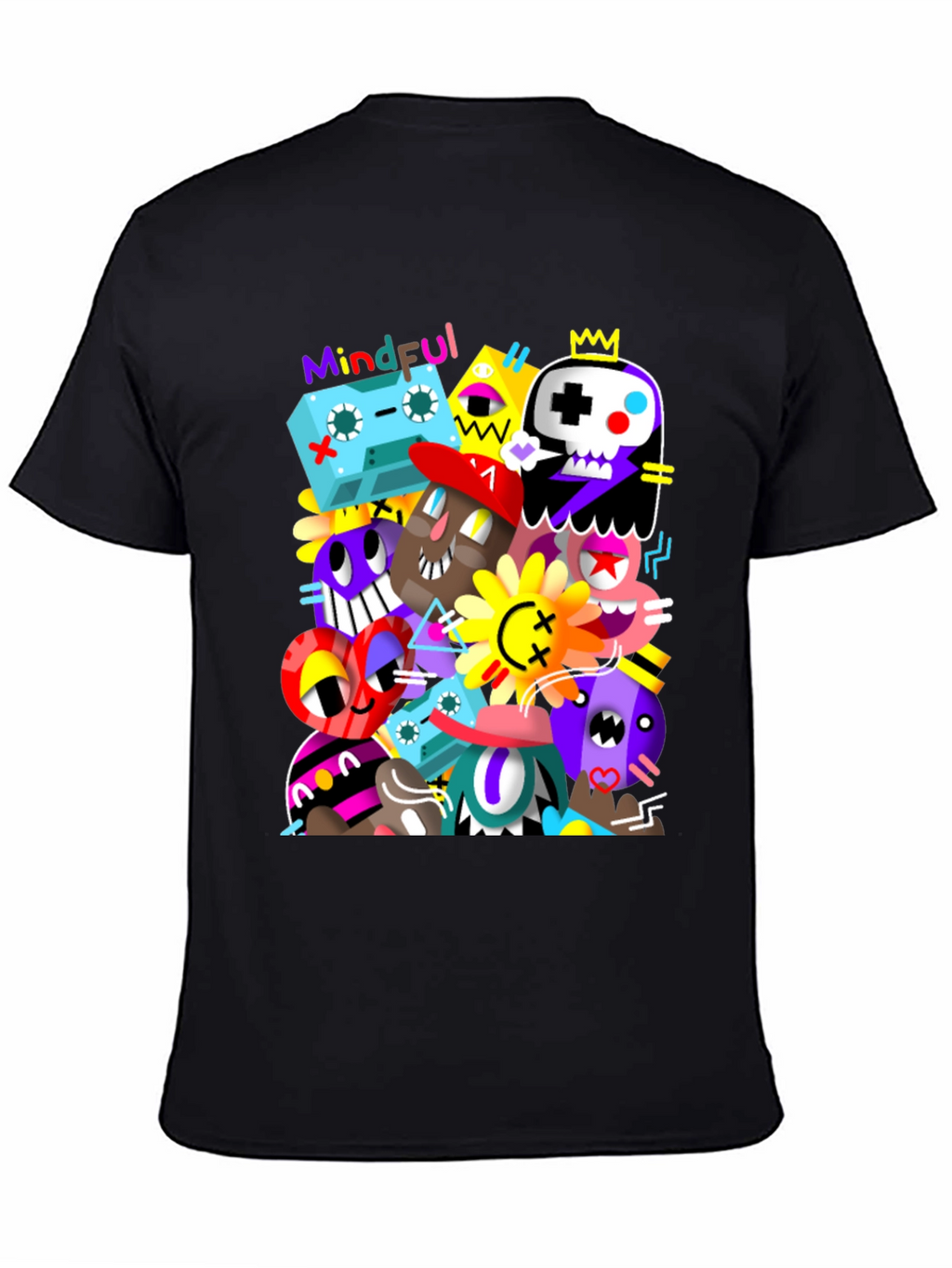 Mindful Doodle Art Black Graphic Tee
