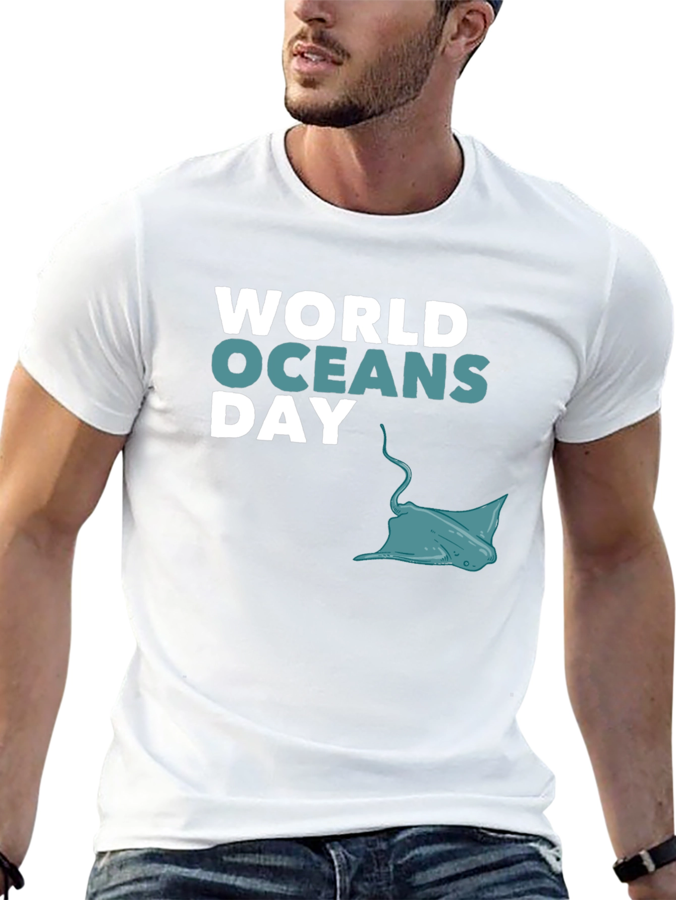 World Oceans Day Black Graphic T-Shirt