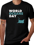 World Oceans Day Black Graphic T-Shirt