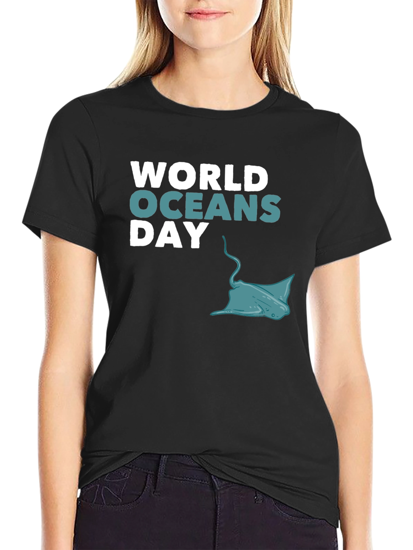 World Oceans Day Black Graphic T-Shirt