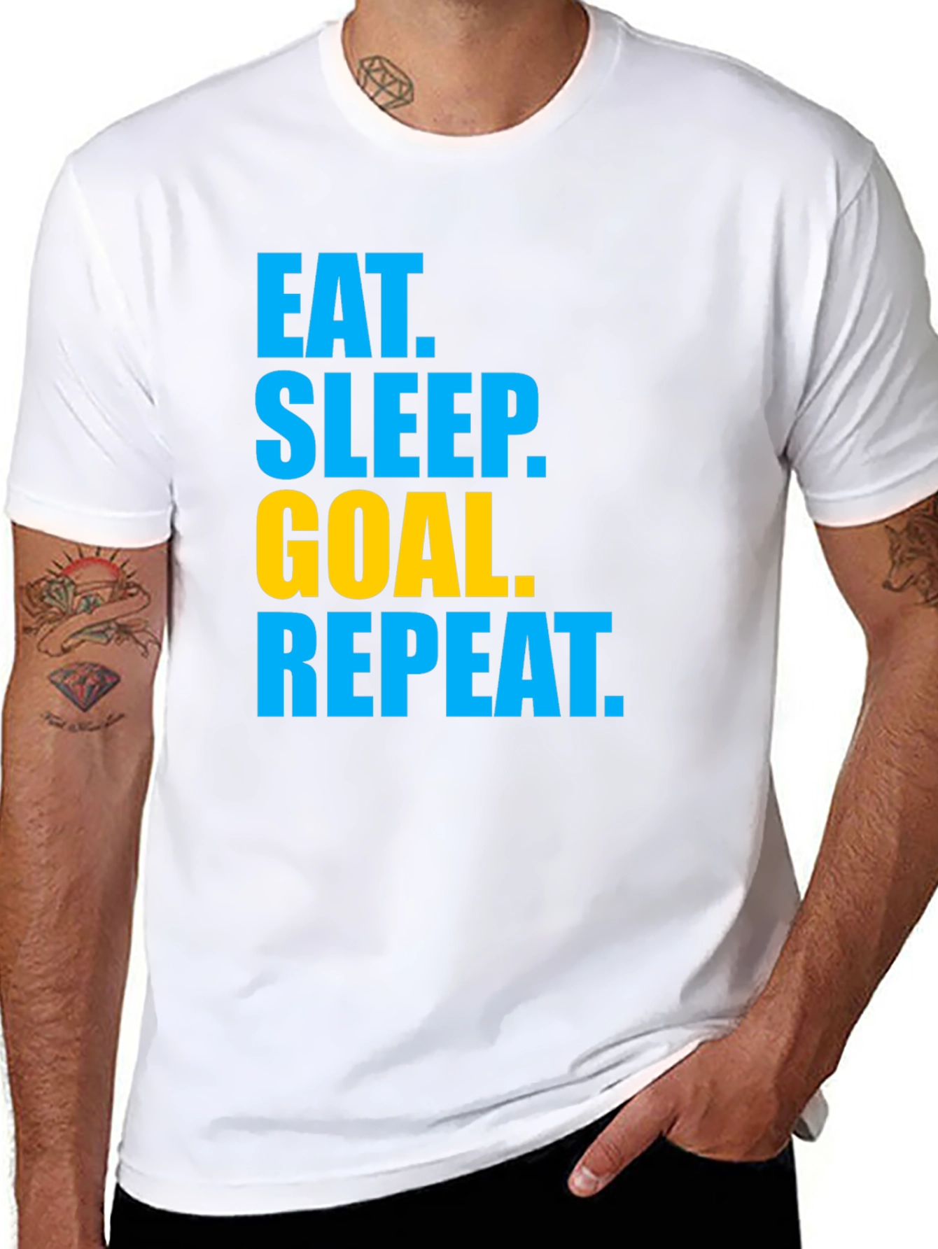 Eat Sleep Goal Repeat Graphic Tee - Black