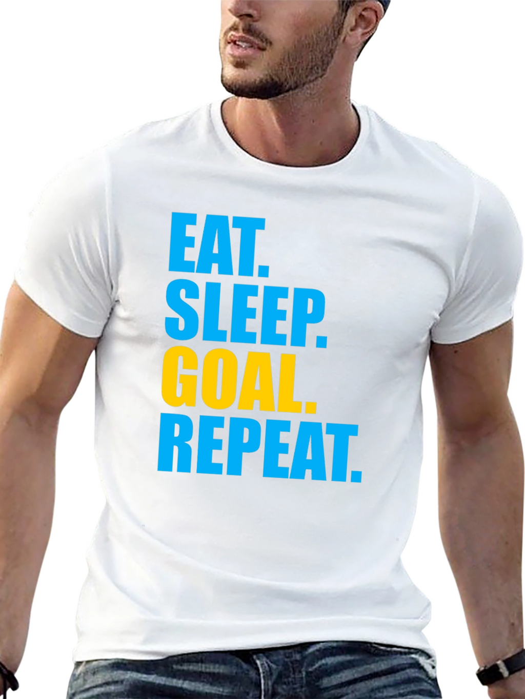 Eat Sleep Goal Repeat Graphic Tee - Black