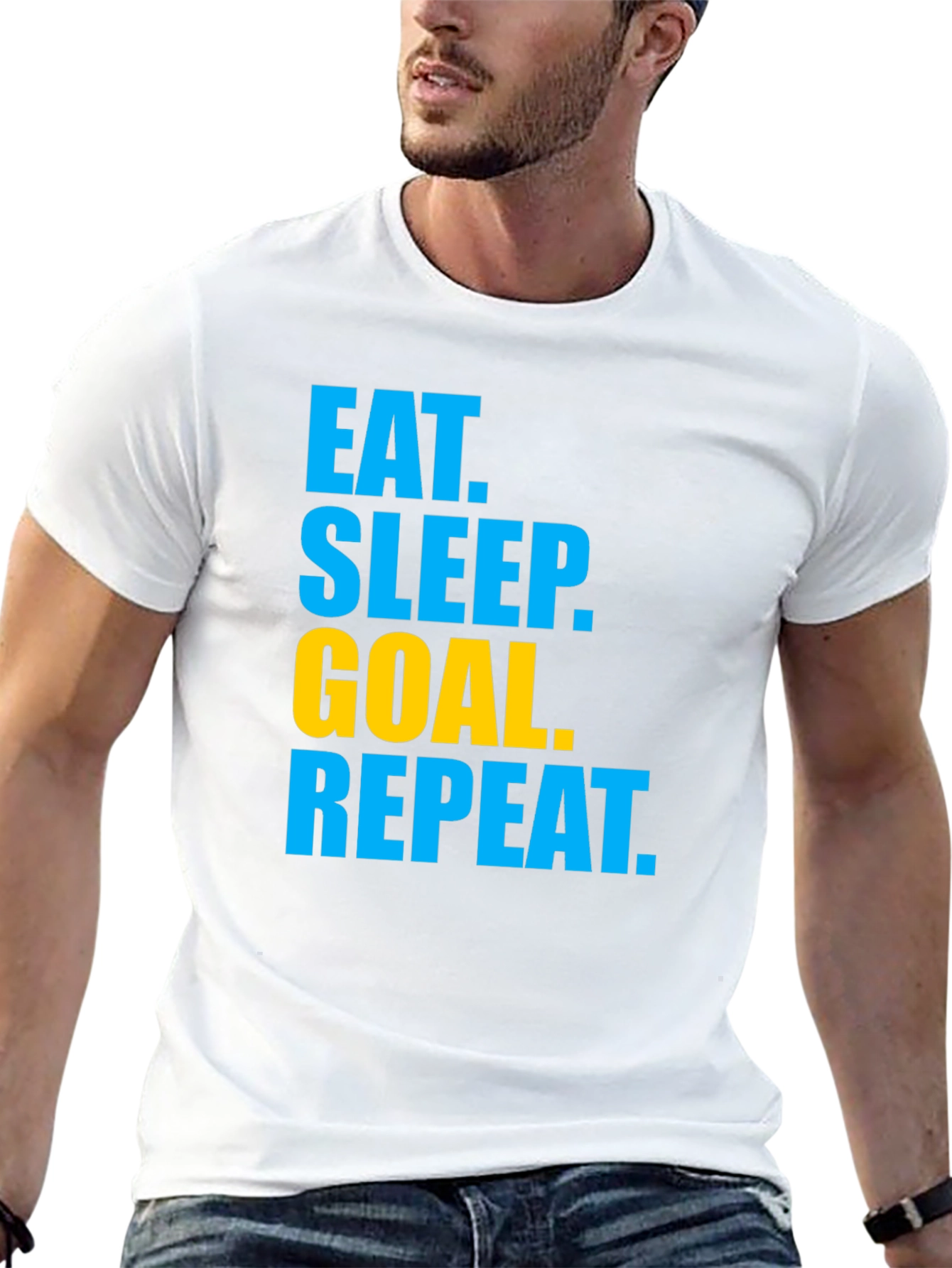 Eat Sleep Goal Repeat Graphic Tee - Black