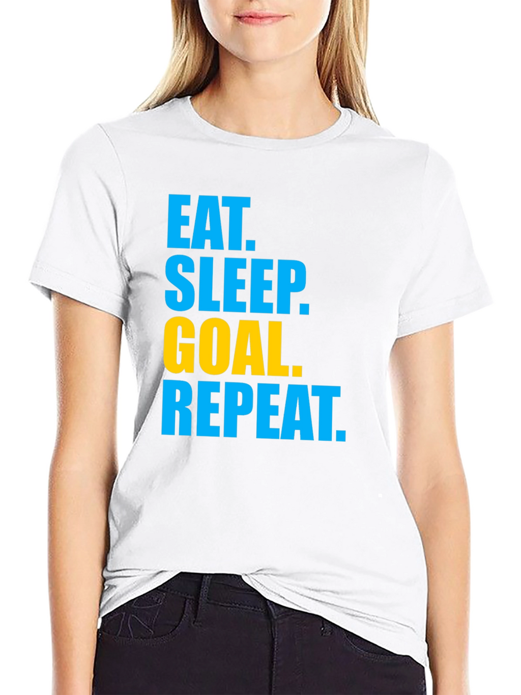 Eat Sleep Goal Repeat Graphic Tee - Black