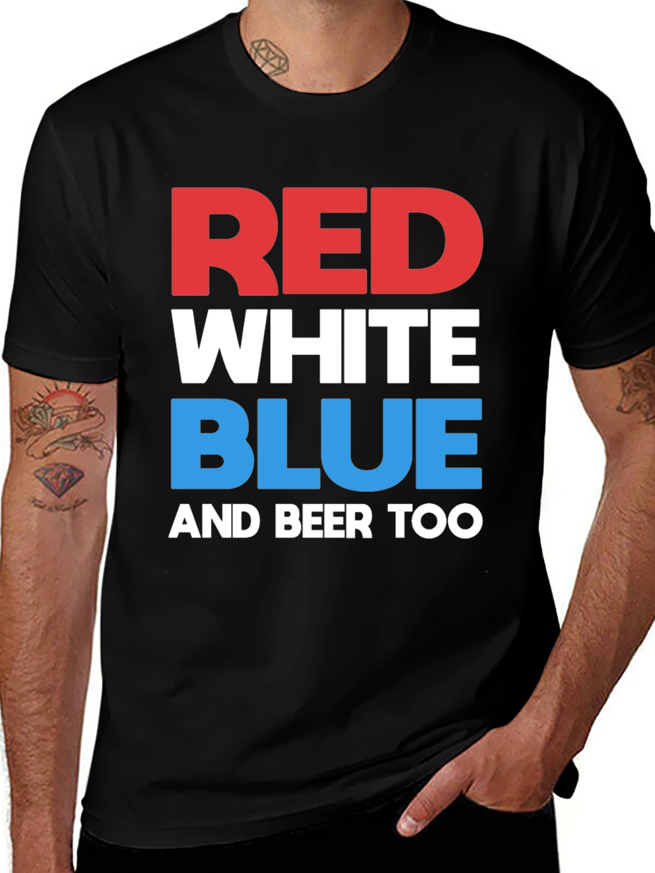 Red White Blue & Beer Too Graphic T-Shirt