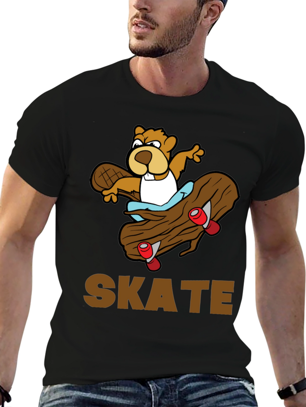 Skateboarding Beaver T-Shirt - Fun Graphic Tee