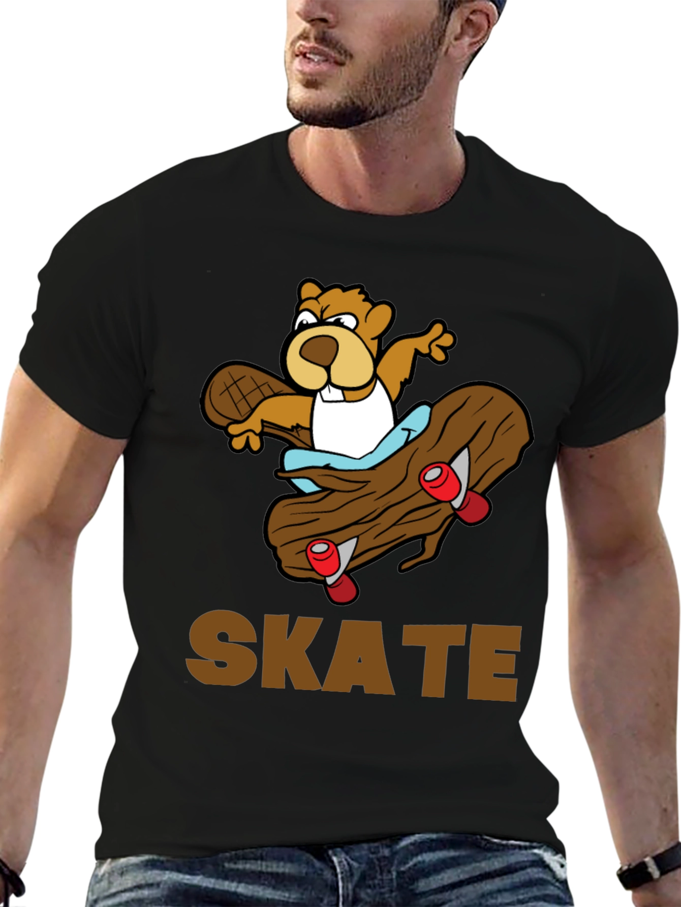 Skateboarding Beaver T-Shirt - Fun Graphic Tee