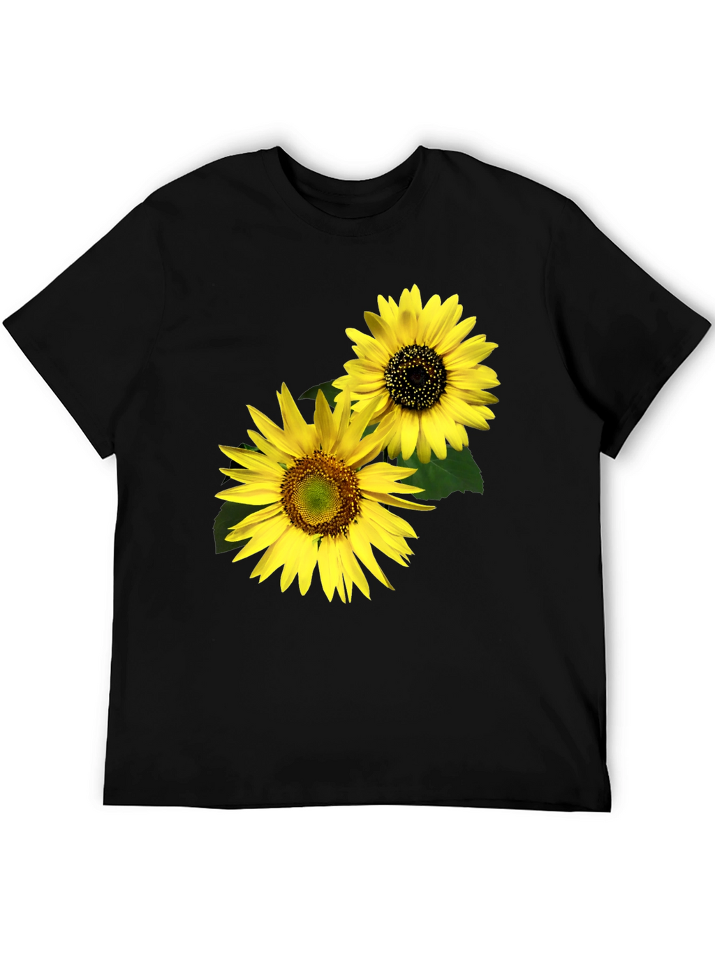 Sunflower Graphic Tee - Black Cotton Casual