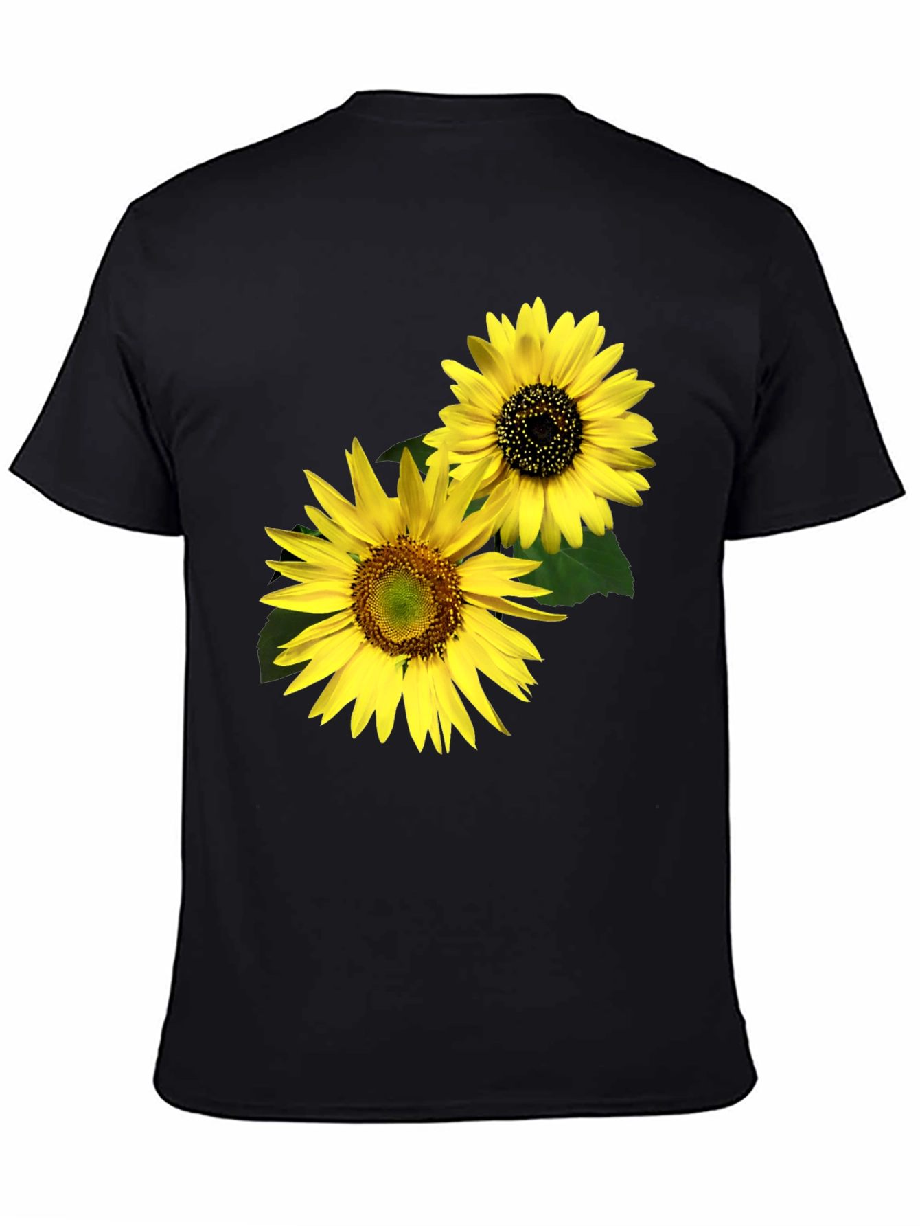 Sunflower Graphic Tee - Black Cotton Casual