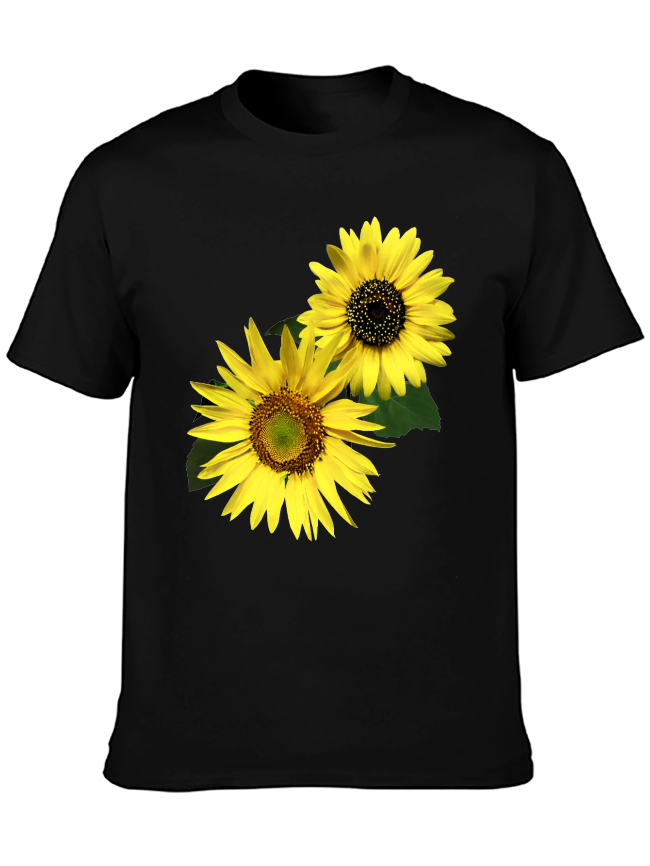 Sunflower Graphic Tee - Black Cotton Casual