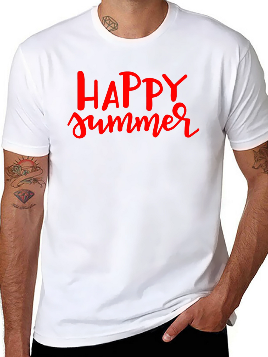 Happy Summer Graphic Black T-Shirt