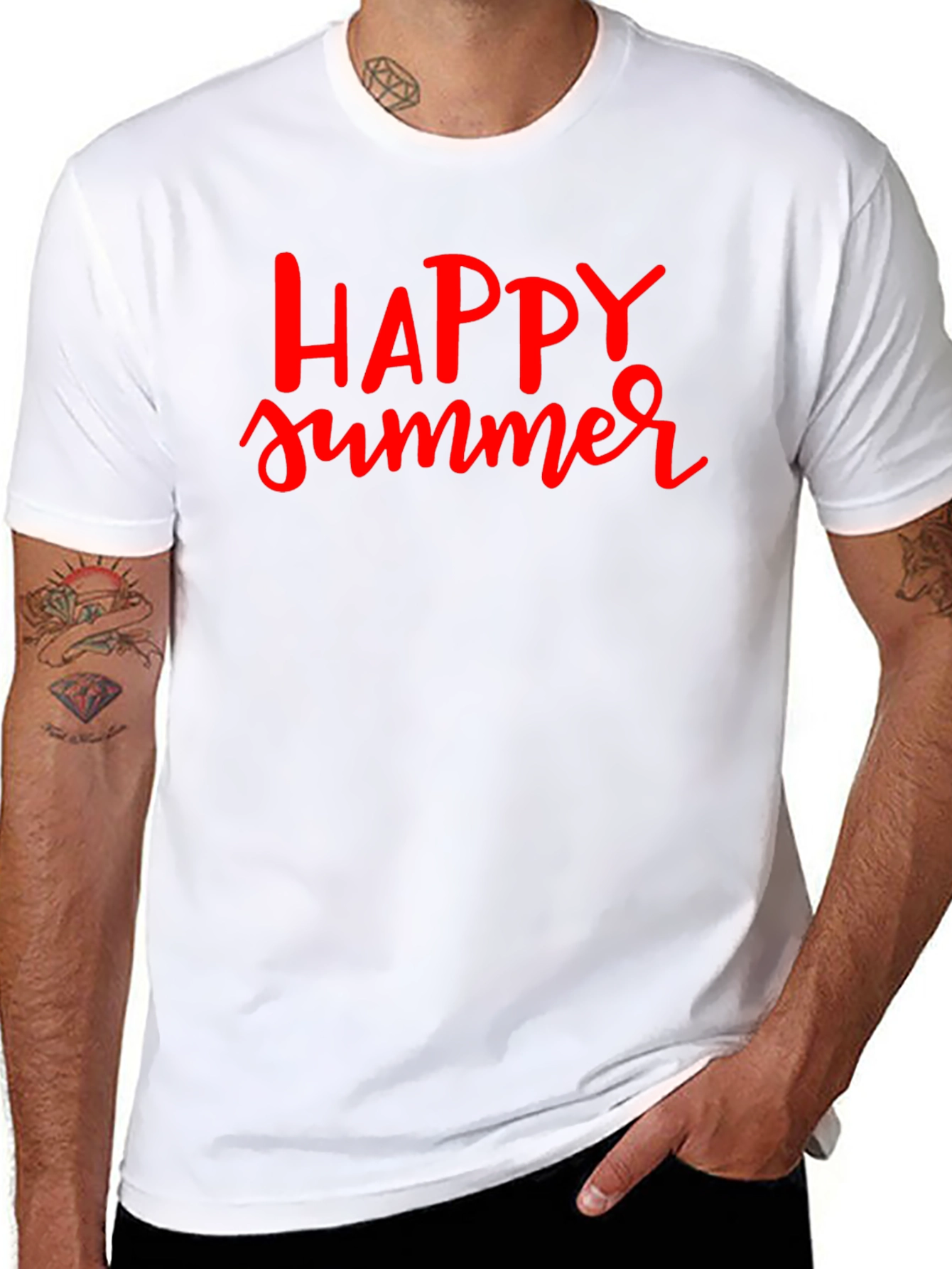Happy Summer Graphic Black T-Shirt
