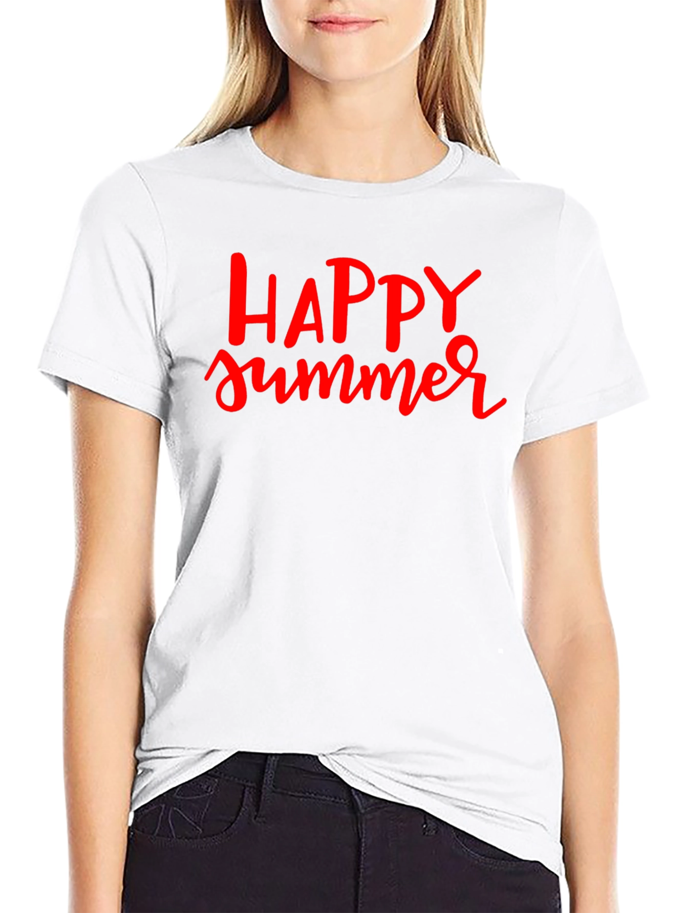 Happy Summer Graphic Black T-Shirt
