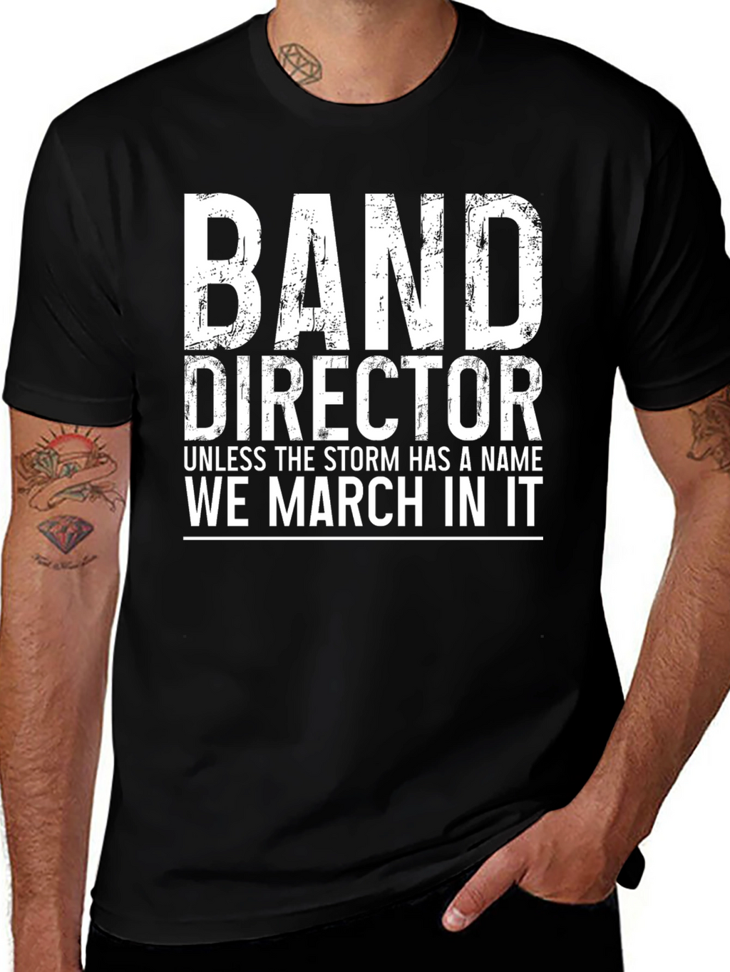 Band Director We March In It Black T-Shirt