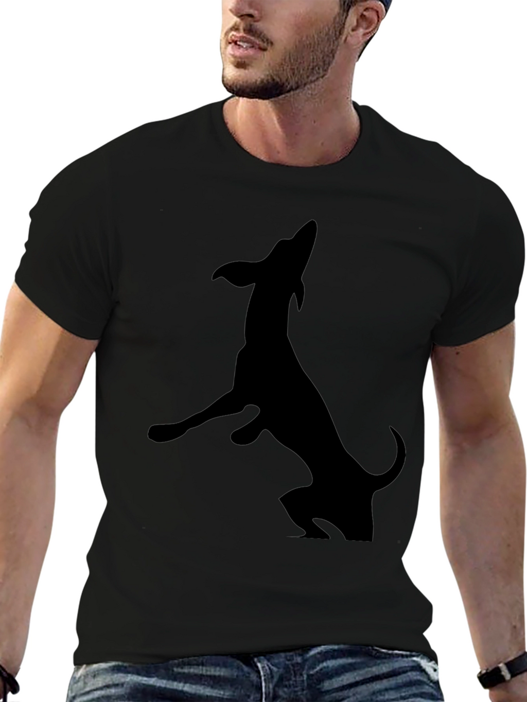 Mens Black Dog Silhouette T-Shirt