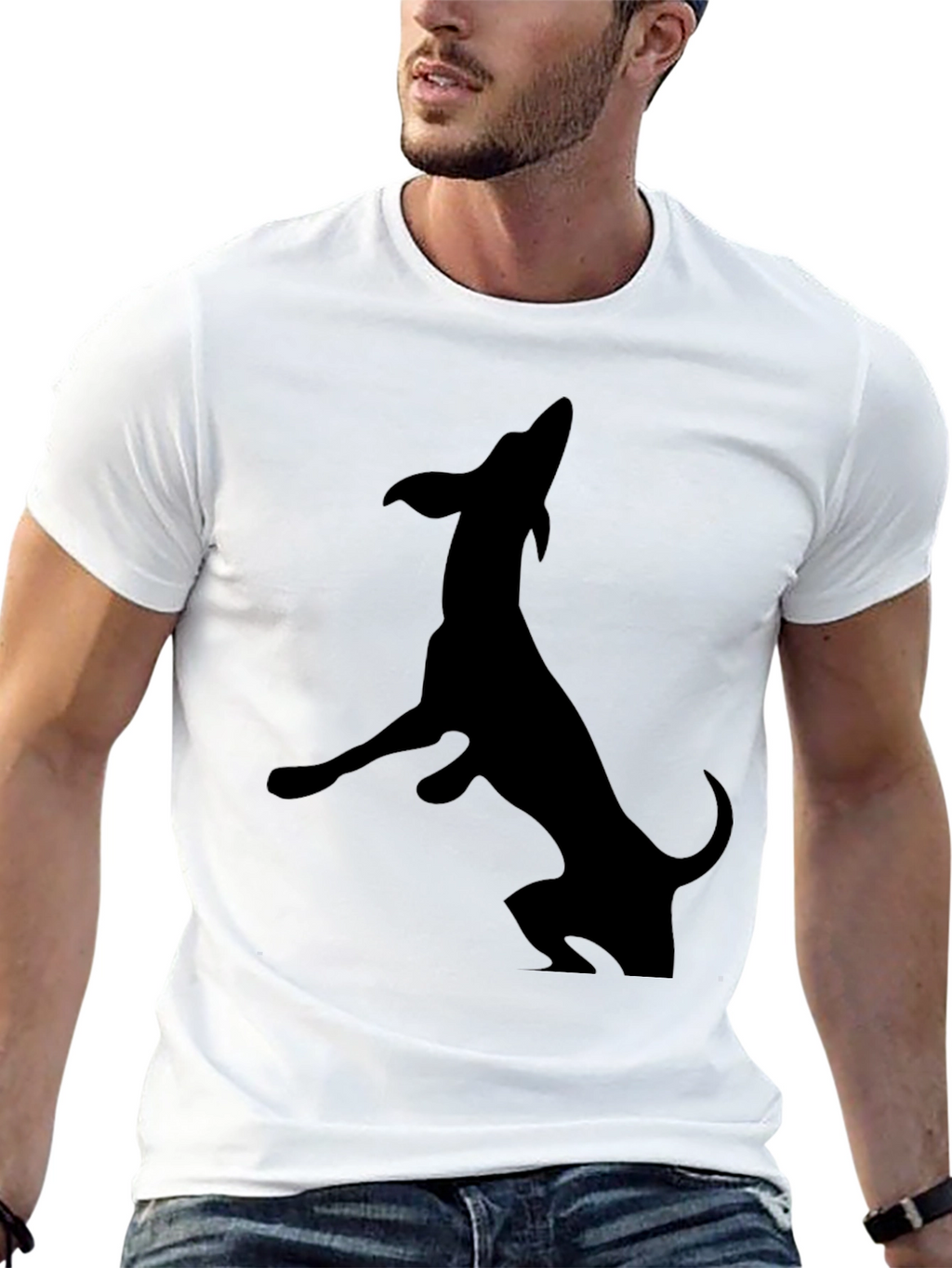 Mens Black Dog Silhouette T-Shirt