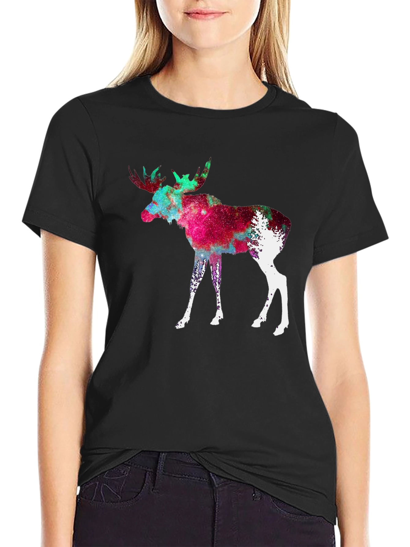 Cosmic Moose Graphic Tee - Black