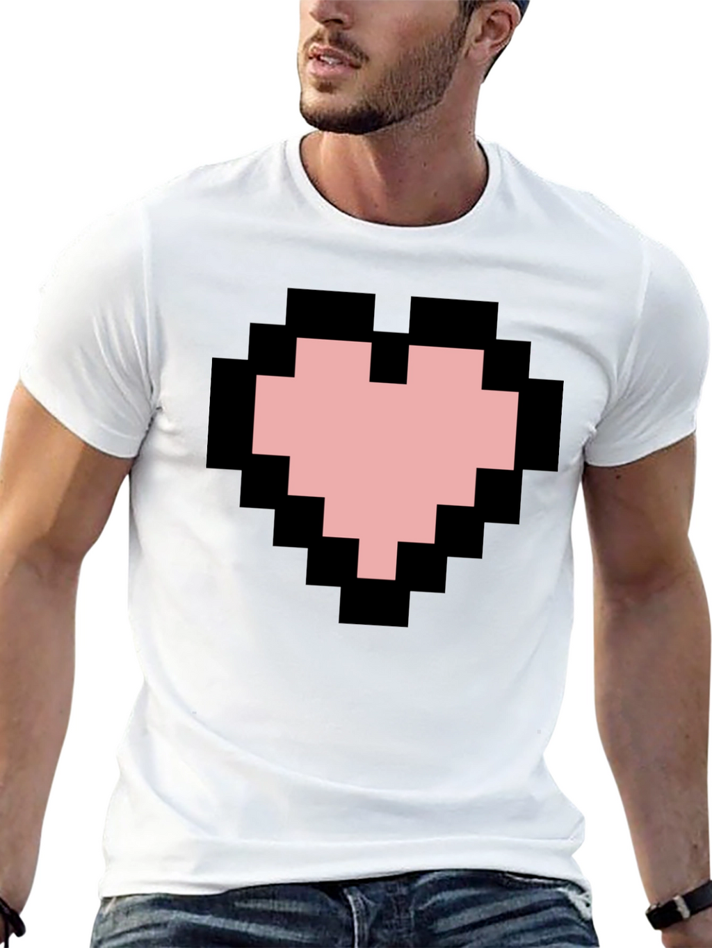 Pixel Heart Graphic Black T-Shirt