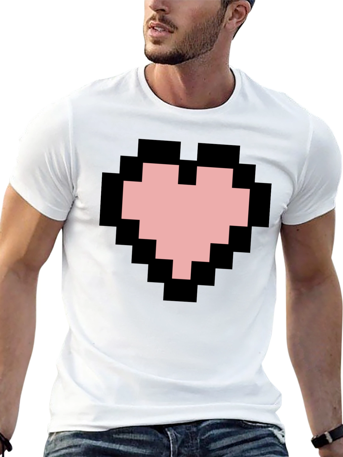 Pixel Heart Graphic Black T-Shirt