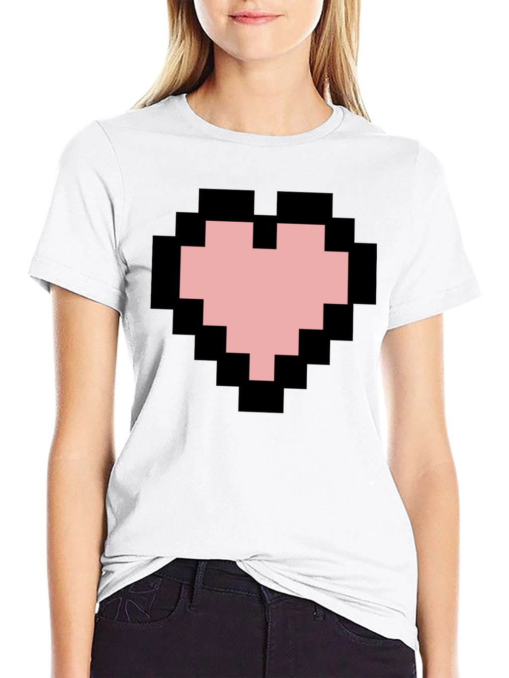 Pixel Heart Graphic Black T-Shirt