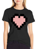 Pixel Heart Graphic Black T-Shirt
