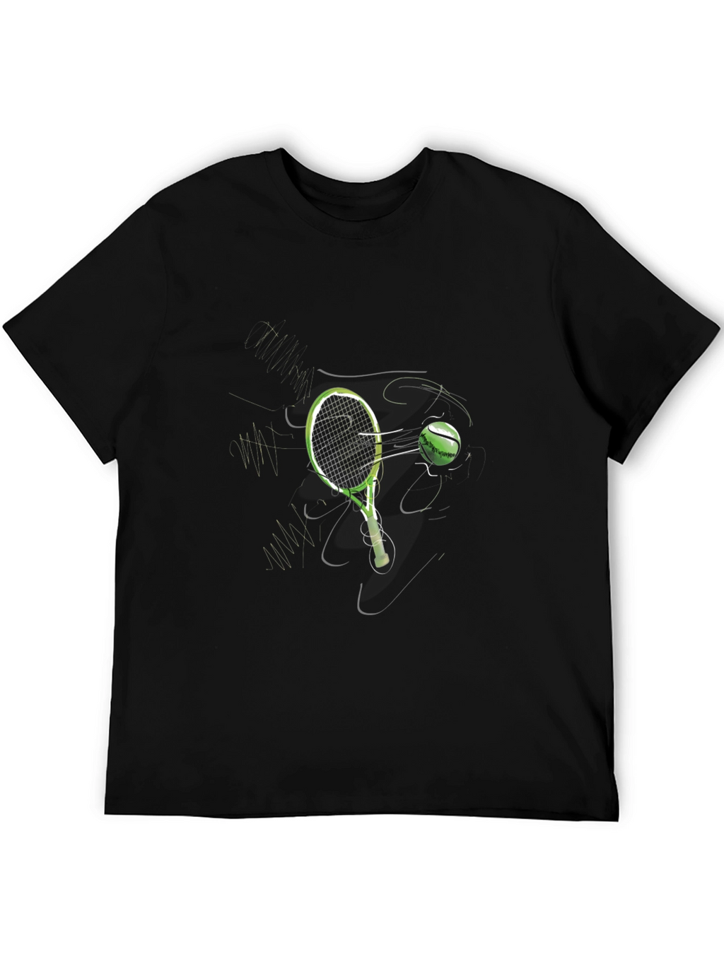 Tennis Racket Graphic Black T-Shirt