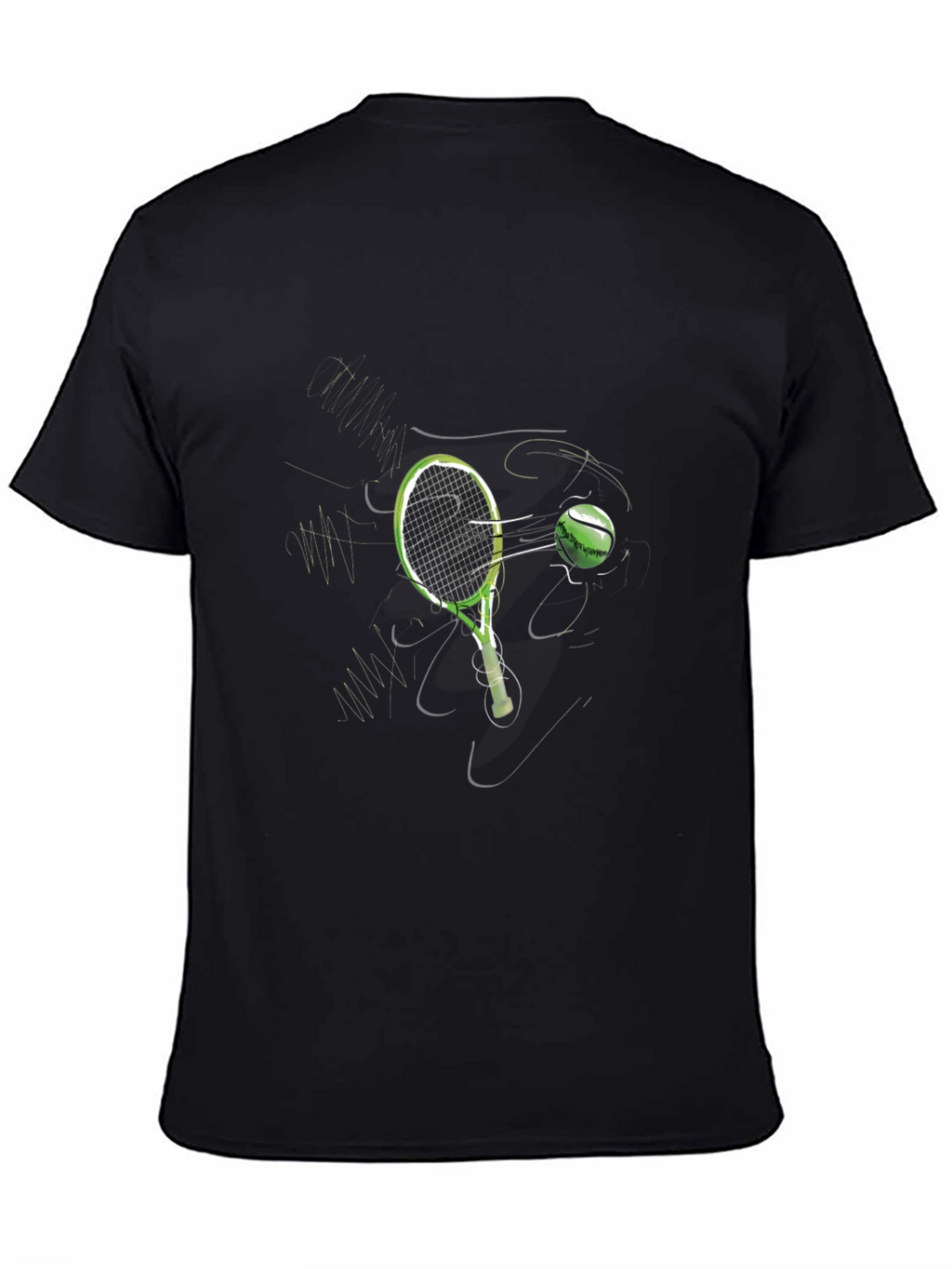 Tennis Racket Graphic Black T-Shirt