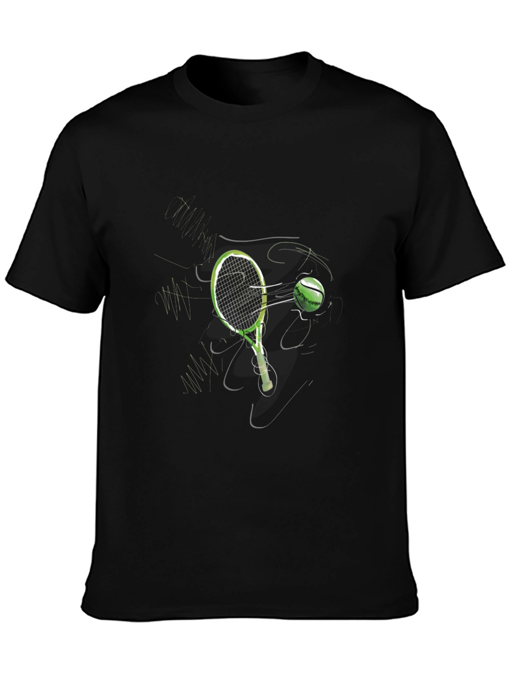 Tennis Racket Graphic Black T-Shirt