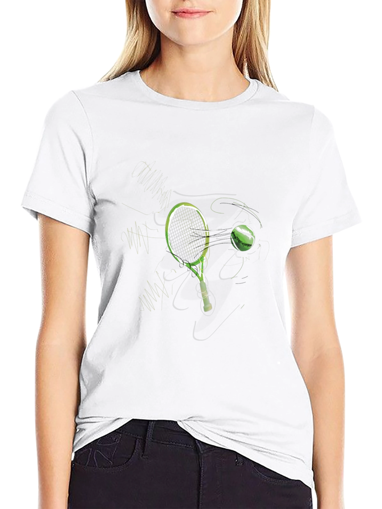 Tennis Racket Graphic Black T-Shirt