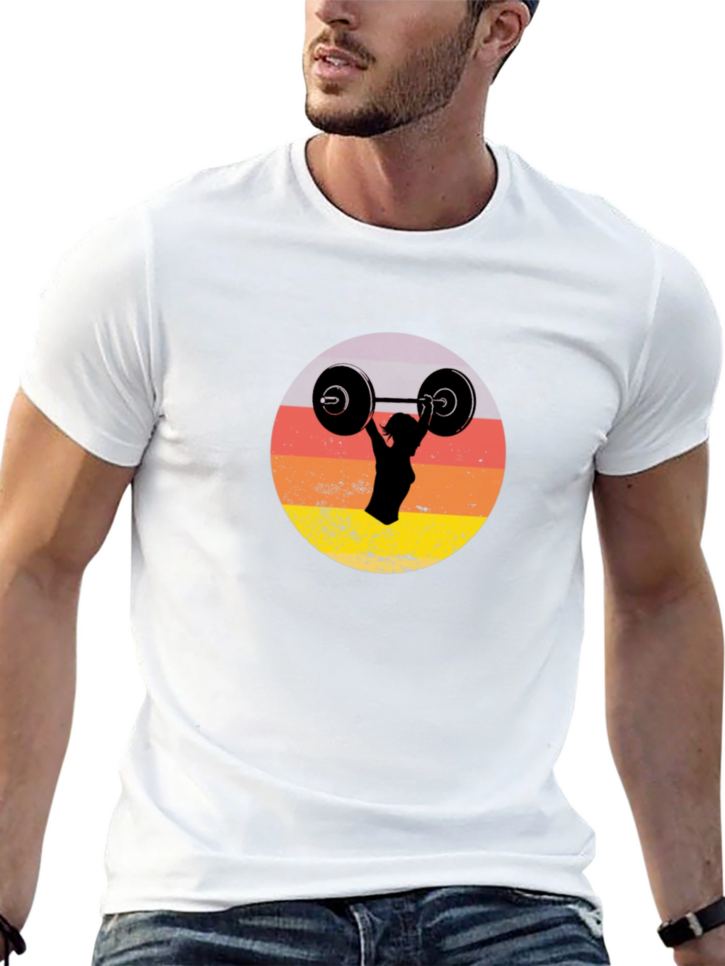 Retro Sunset Weightlifting Tee