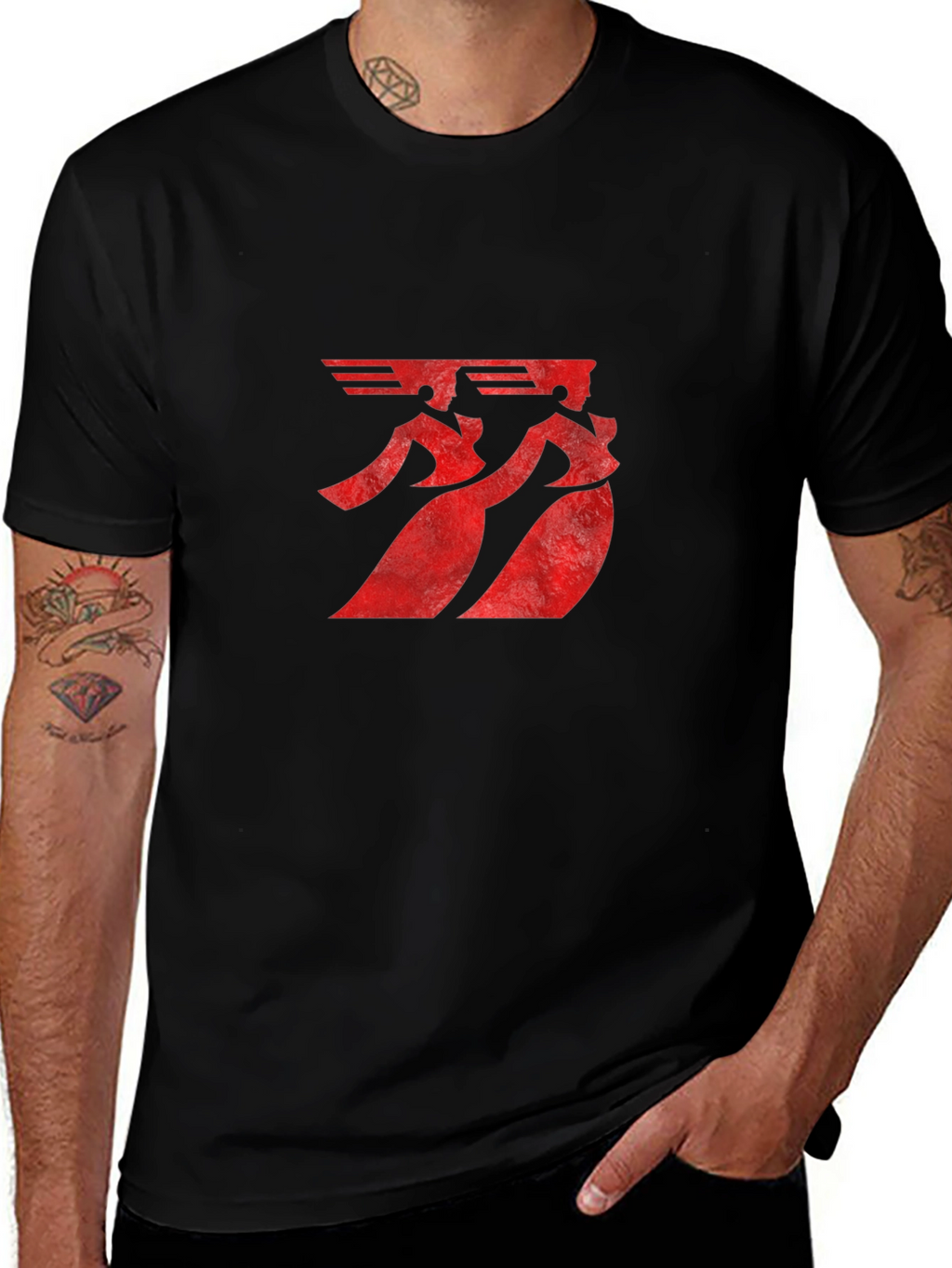 Mens Graphic Print T-Shirt - Red Symbol Design