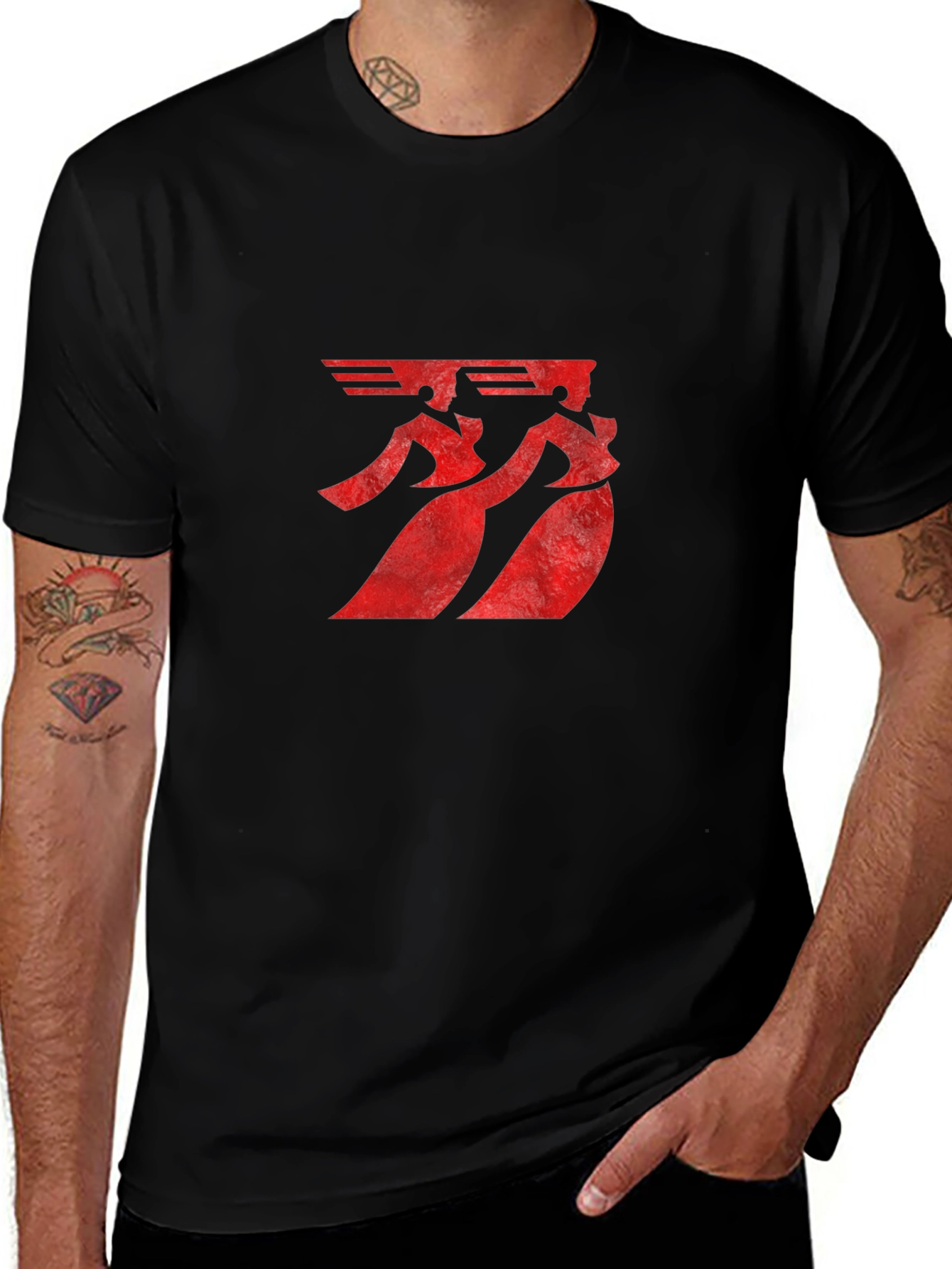 Mens Graphic Print T-Shirt - Red Symbol Design