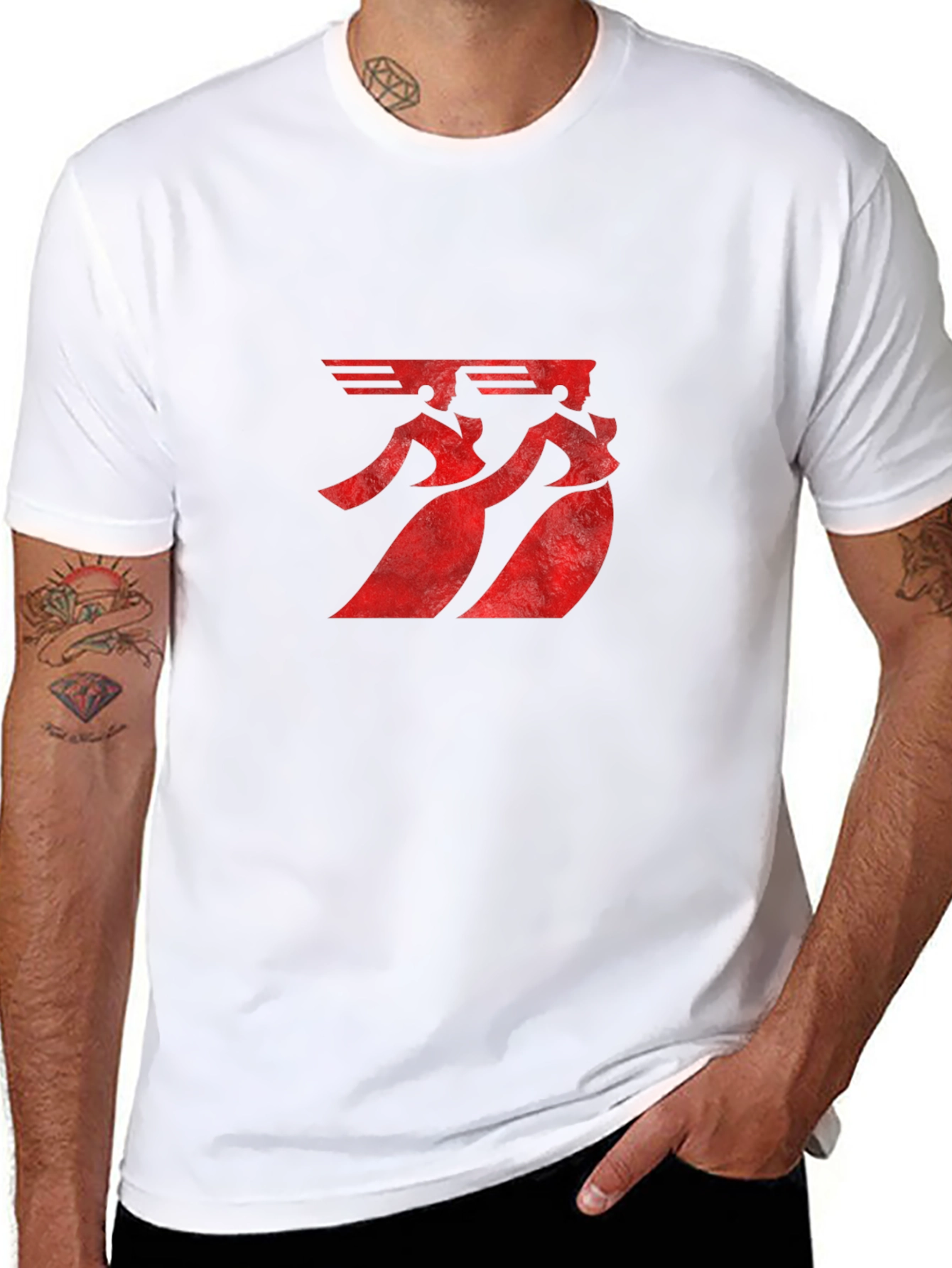 Mens Graphic Print T-Shirt - Red Symbol Design