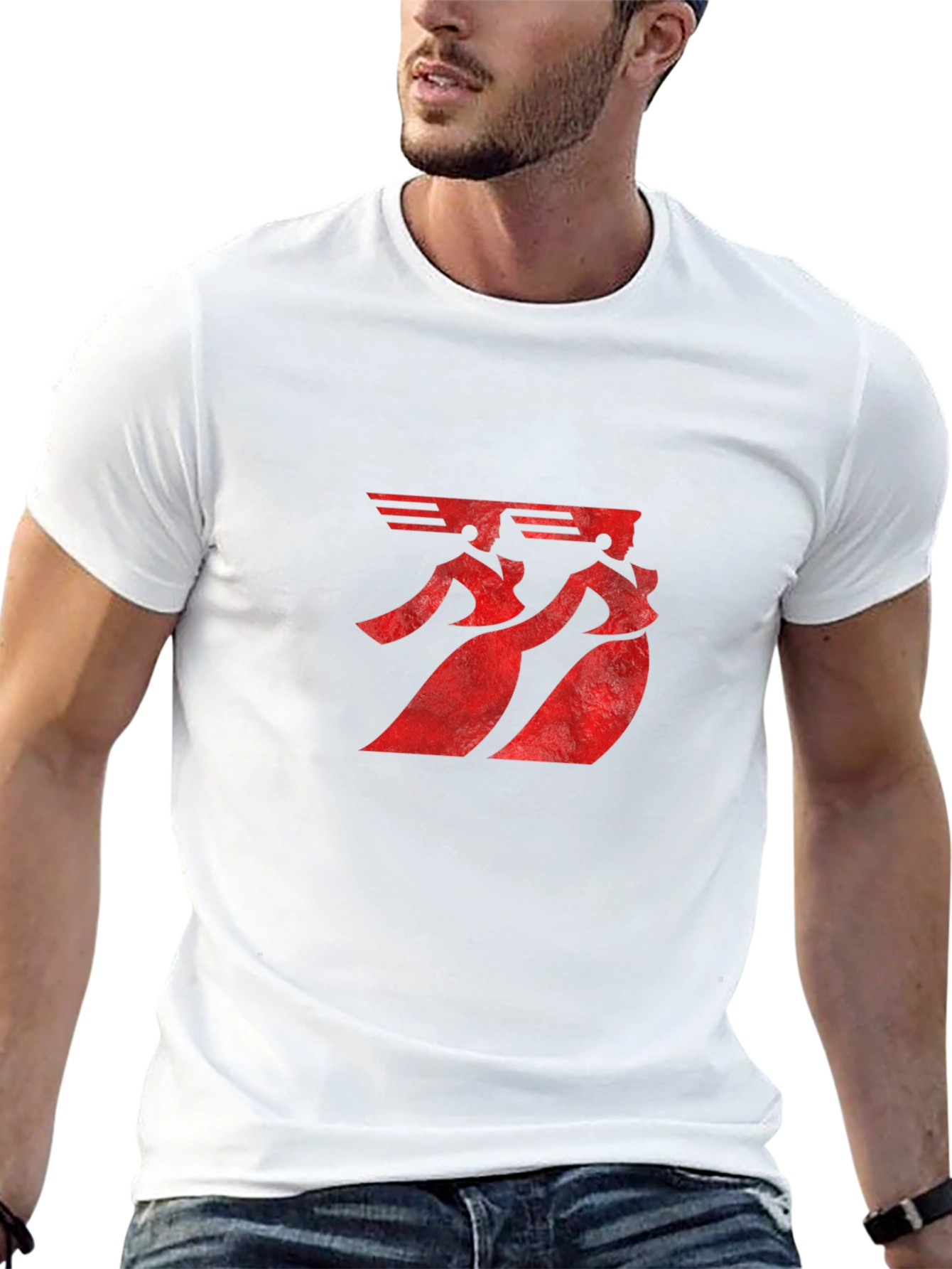 Mens Graphic Print T-Shirt - Red Symbol Design