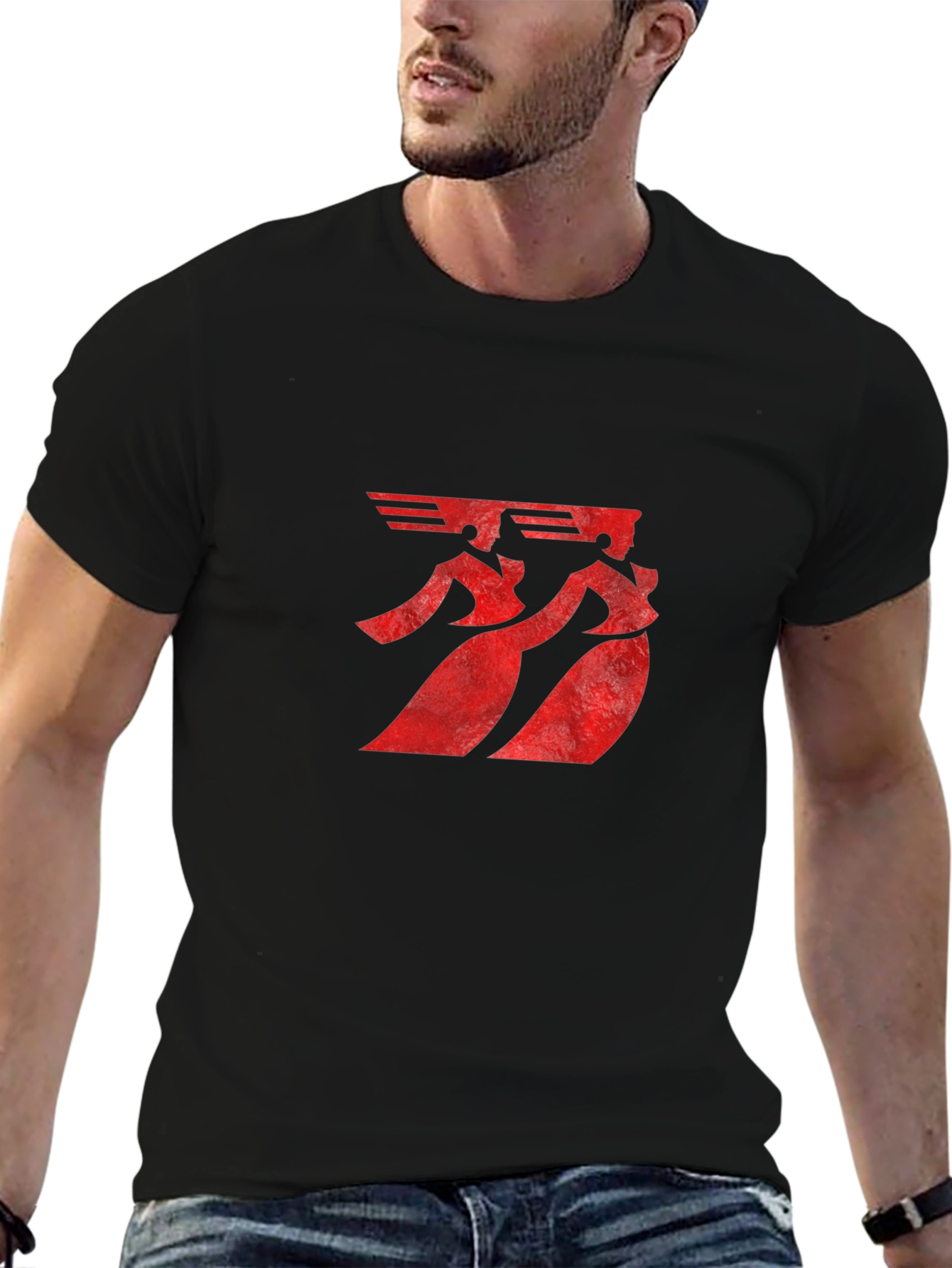 Mens Graphic Print T-Shirt - Red Symbol Design