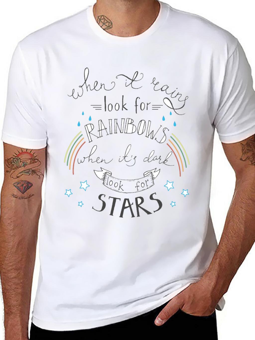 Inspirational Graphic T-Shirt - Rainbows and Stars