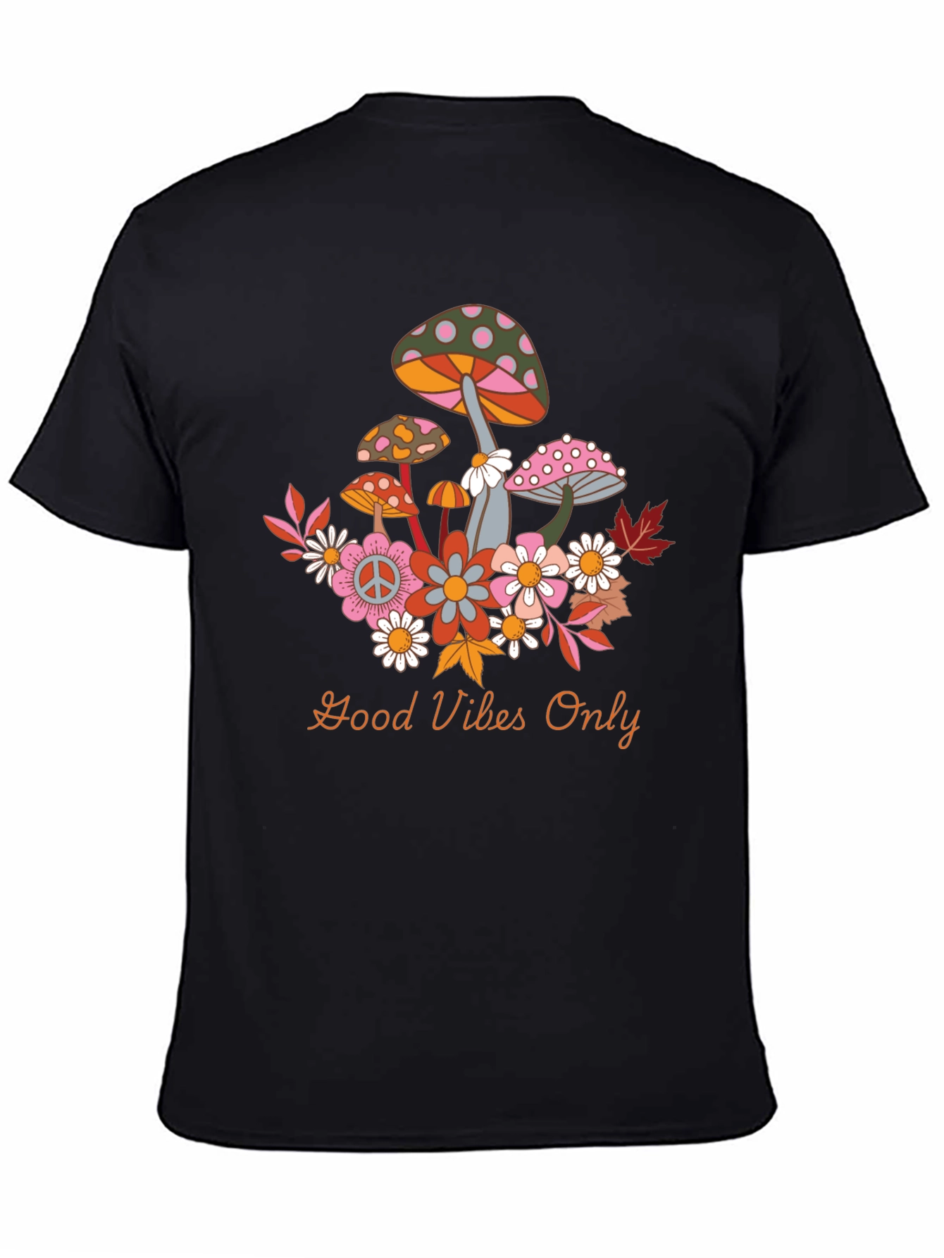 Groovy Mushroom & Flower Graphic Tee - Good Vibes Only!