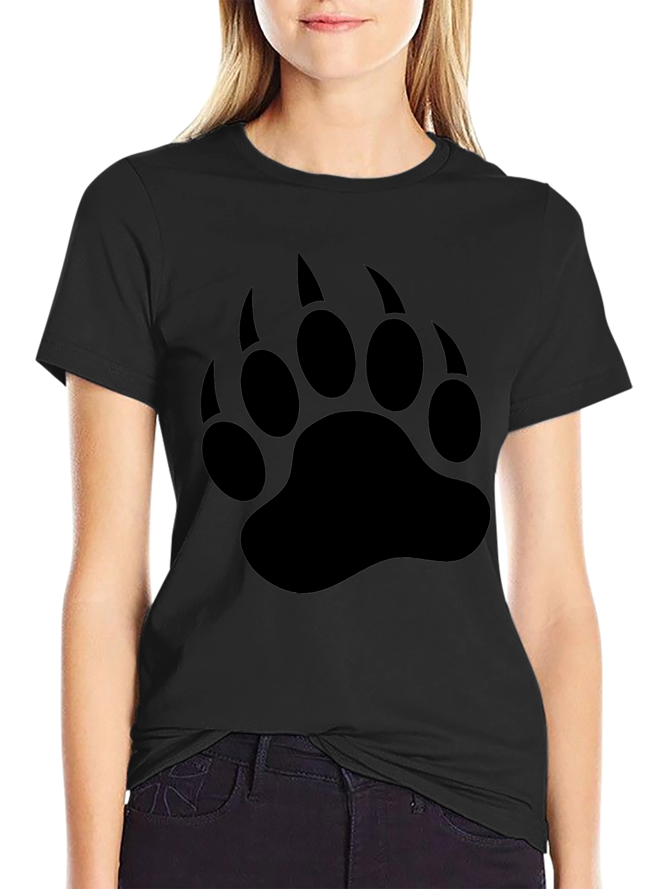 Black Bear Claw Print T-Shirt