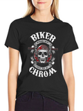 Biker Skull T-Shirt - Grau Das Ist Chrom Design