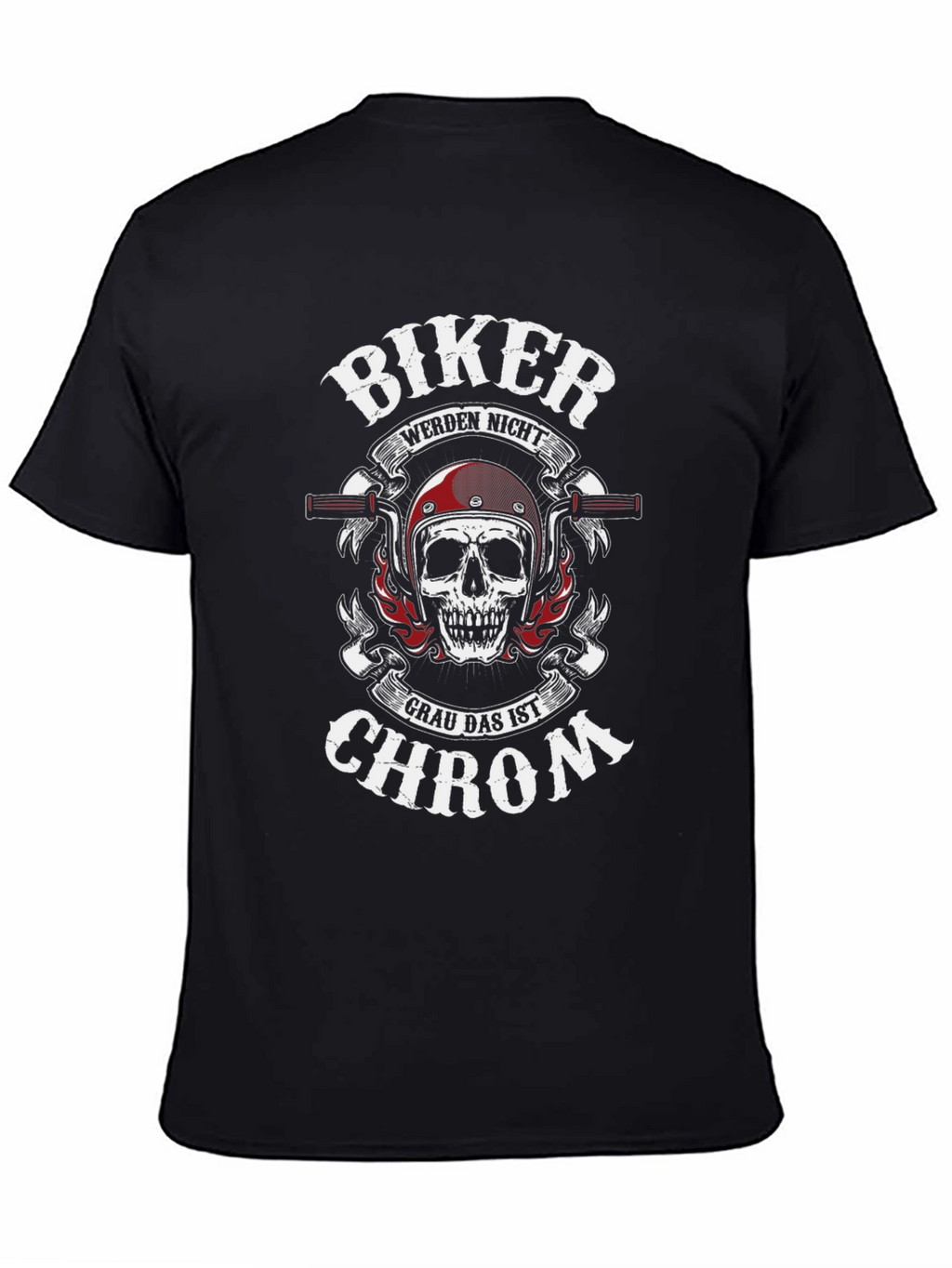 Biker Skull T-Shirt - Grau Das Ist Chrom Design
