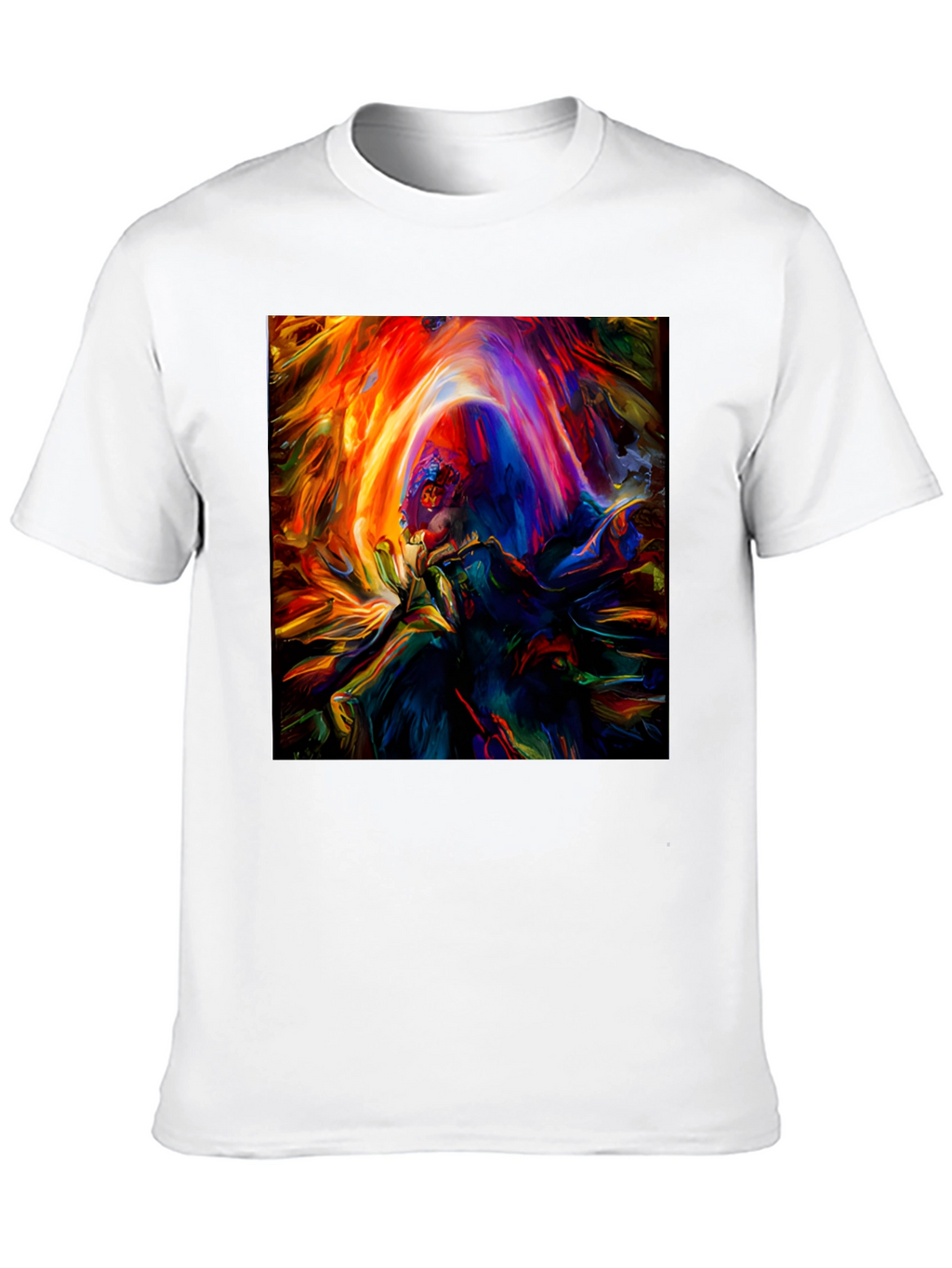 Vibrant Abstract Art Graphic Print Black T-Shirt