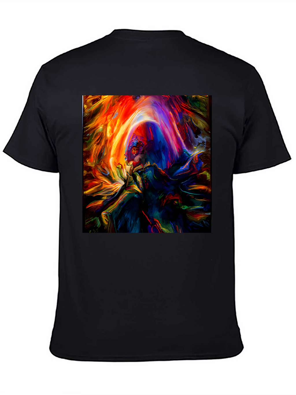 Vibrant Abstract Art Graphic Print Black T-Shirt