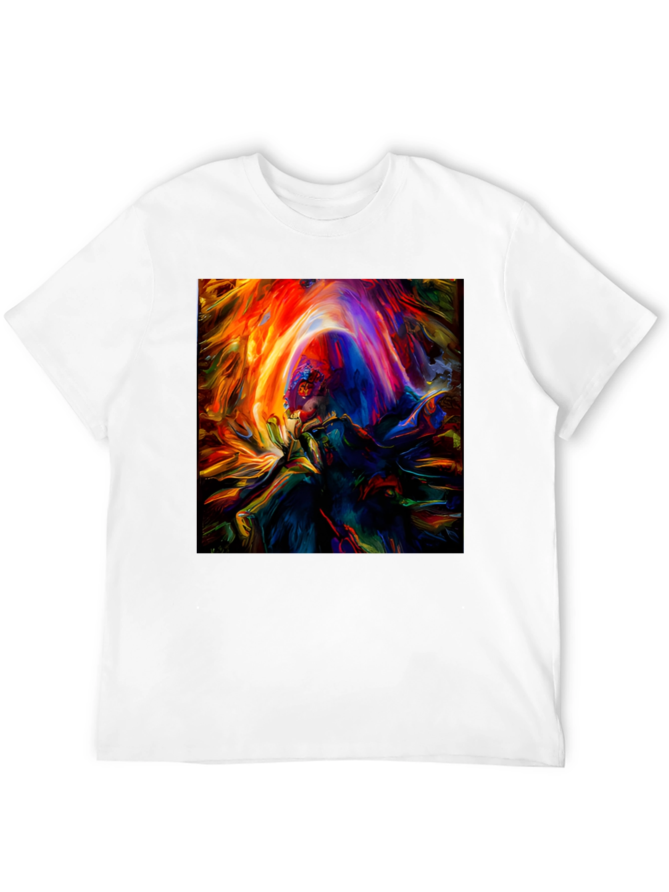 Vibrant Abstract Art Graphic Print Black T-Shirt
