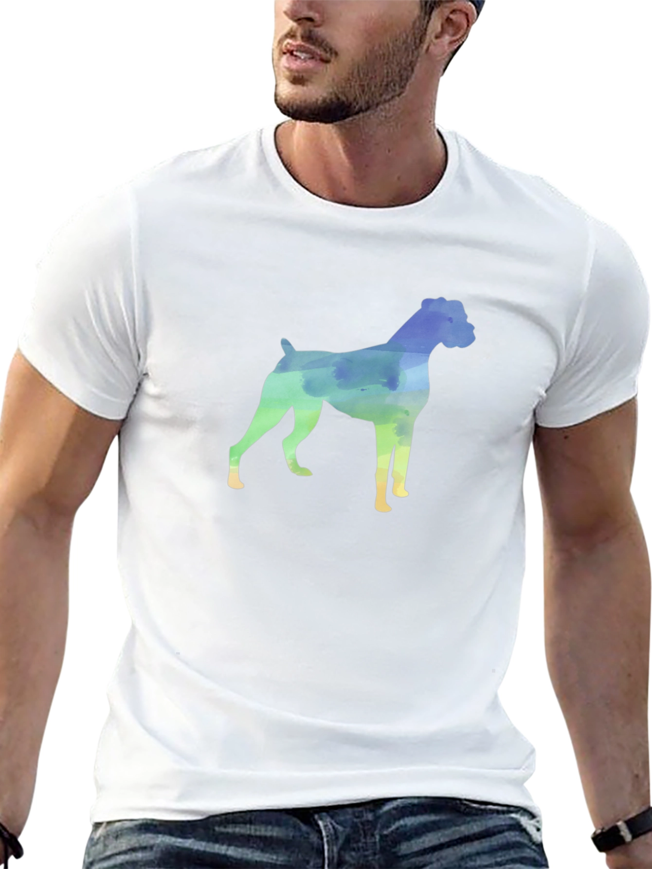Boxer Dog Watercolor Graphic T-Shirt - Unisex
