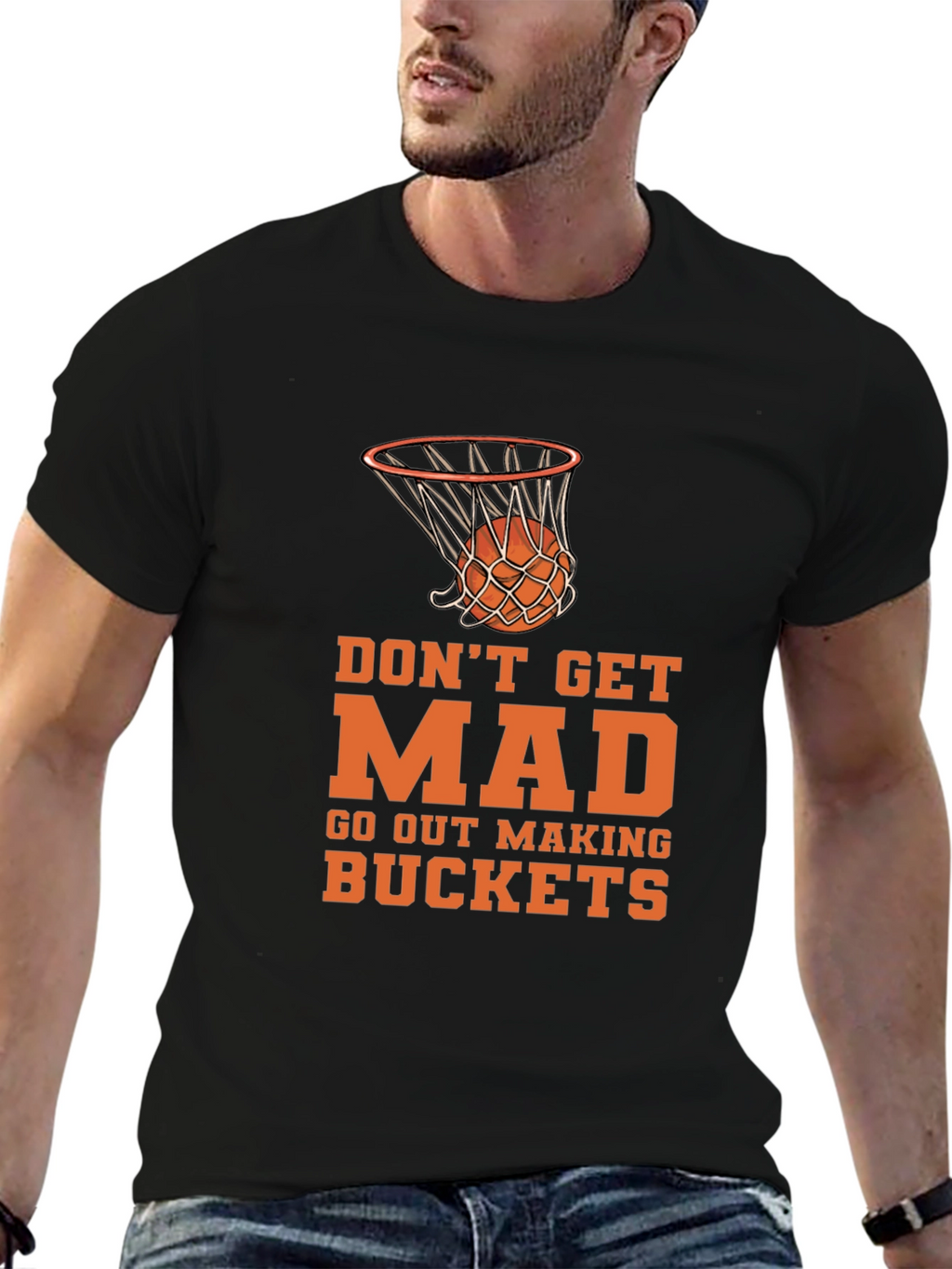 Basketball Graphic Tee - Dont Get Mad Make Buckets!