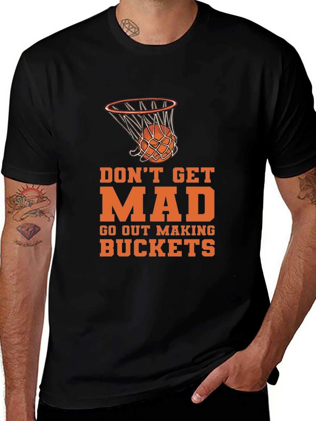 Basketball Graphic Tee - Dont Get Mad Make Buckets!