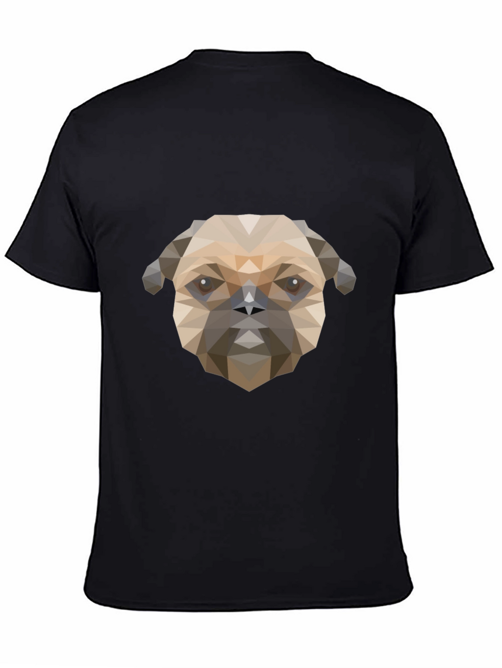 Geometric Pug Dog Graphic Print T-Shirt - Black