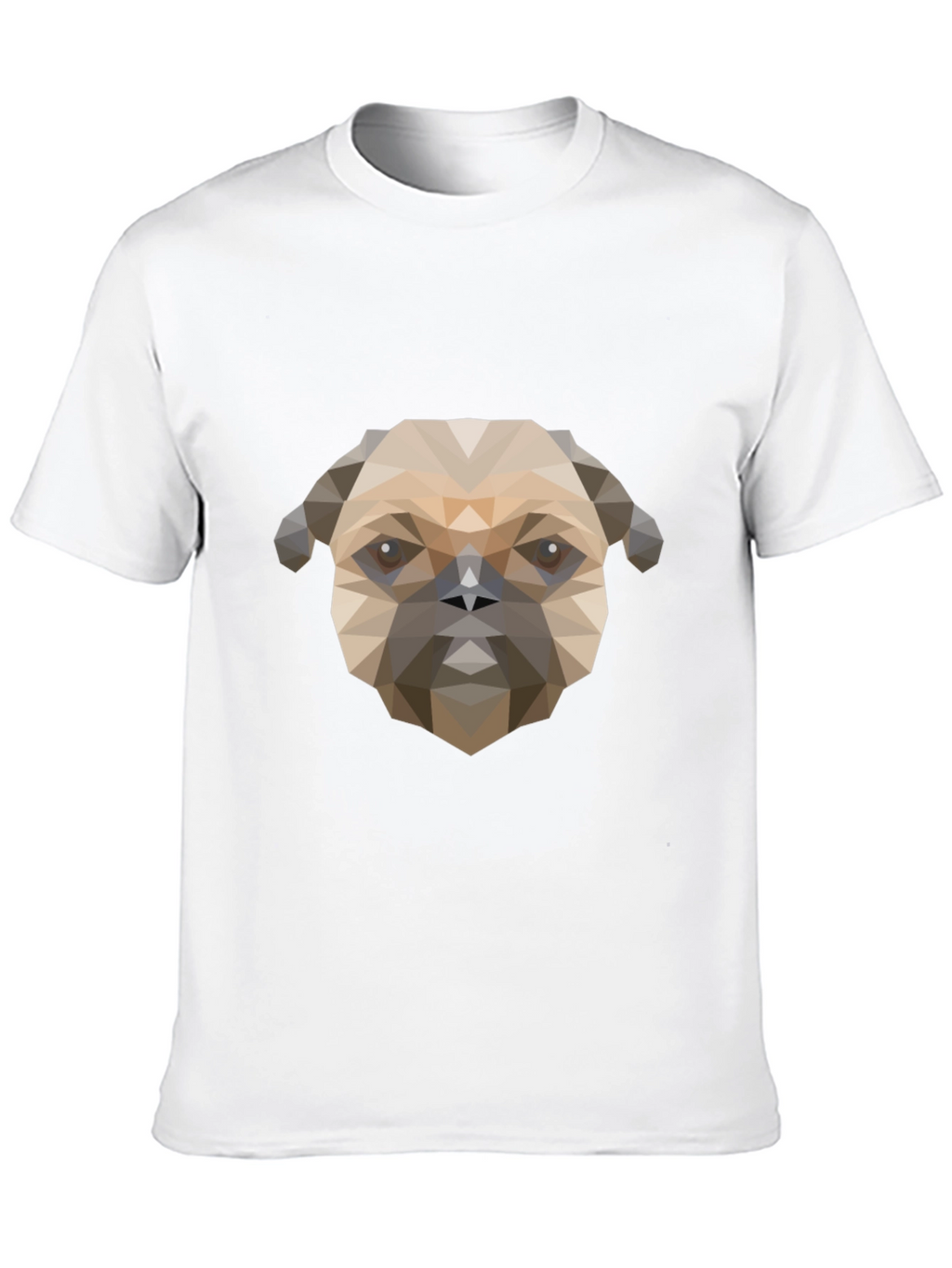 Geometric Pug Dog Graphic Print T-Shirt - Black